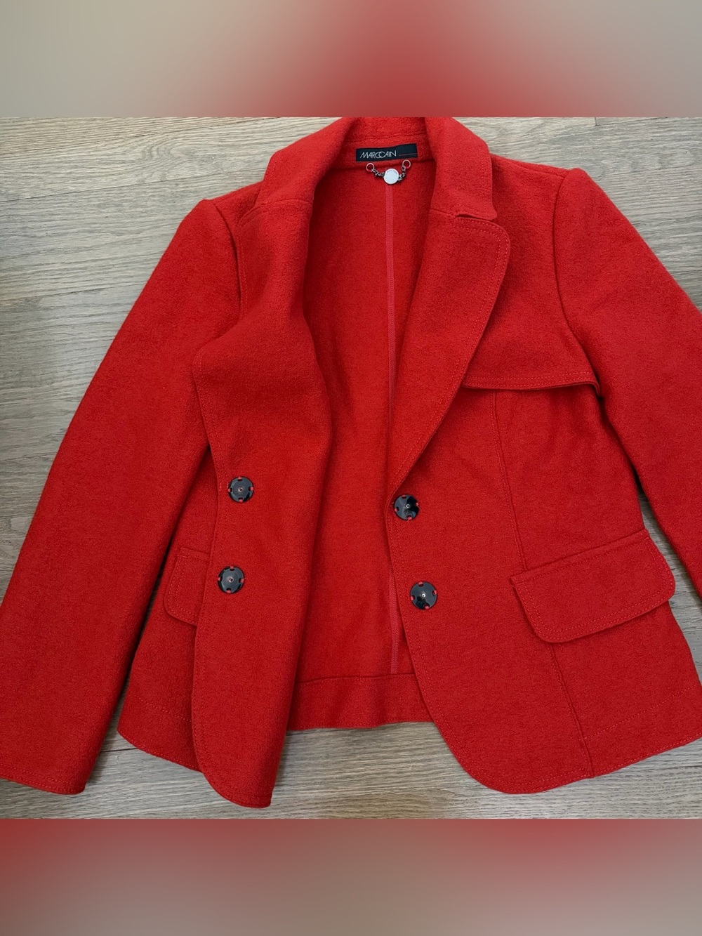 Marc Cain 100% Wool Red Blazer Jacket